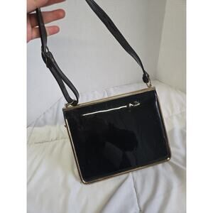 VTG 70s Evening Black Gold Accents Single Strap Shoulder Bag Boho Retro Preppy